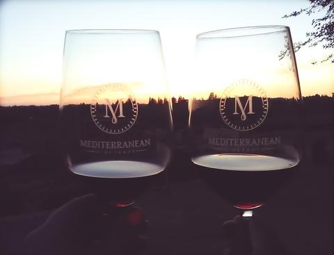 Enjoying a glass of Tempranillo at Sunset. 