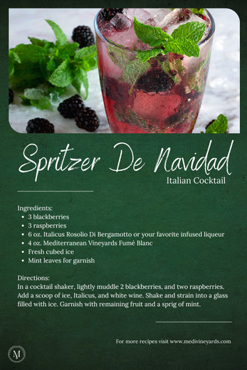 Spritzer de Navidad Italian Cocktail | Wine Cocktails| Holiday Drinks